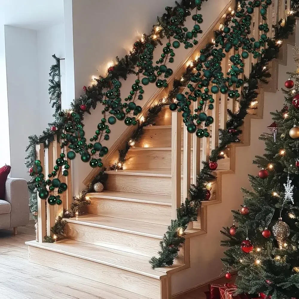 Set of 2 Branches Of Green Ornaments 6’ Long